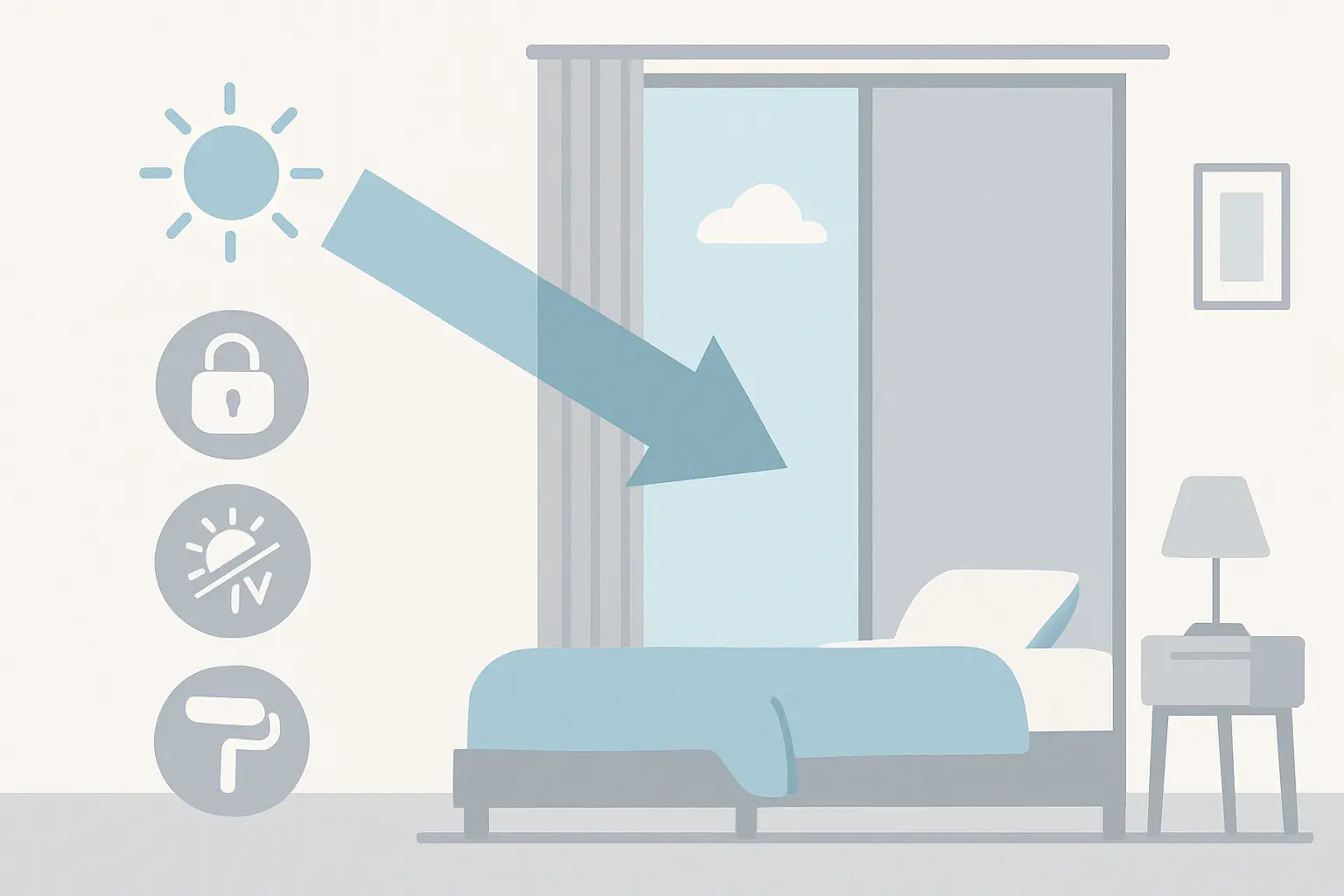 Bodentiefe Fenster ohne Sichtschutz im Schlafzimmer – Bild 1