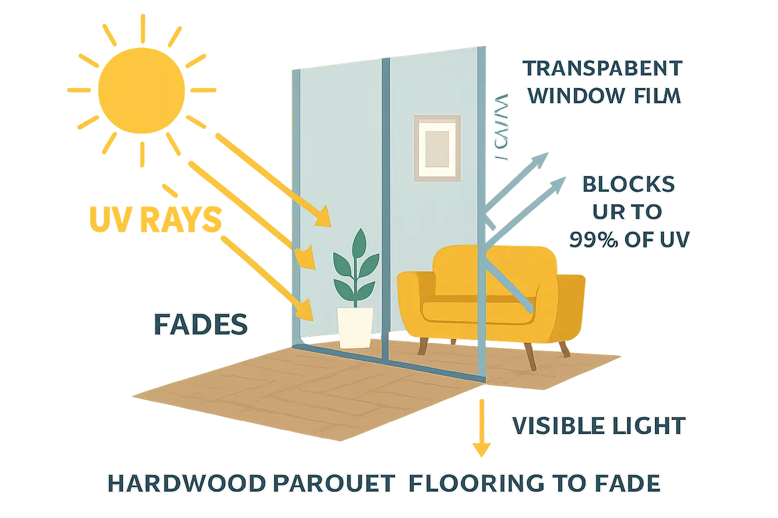 Fensterfolie gegen ausbleichen von Parkettboden – Bild 1