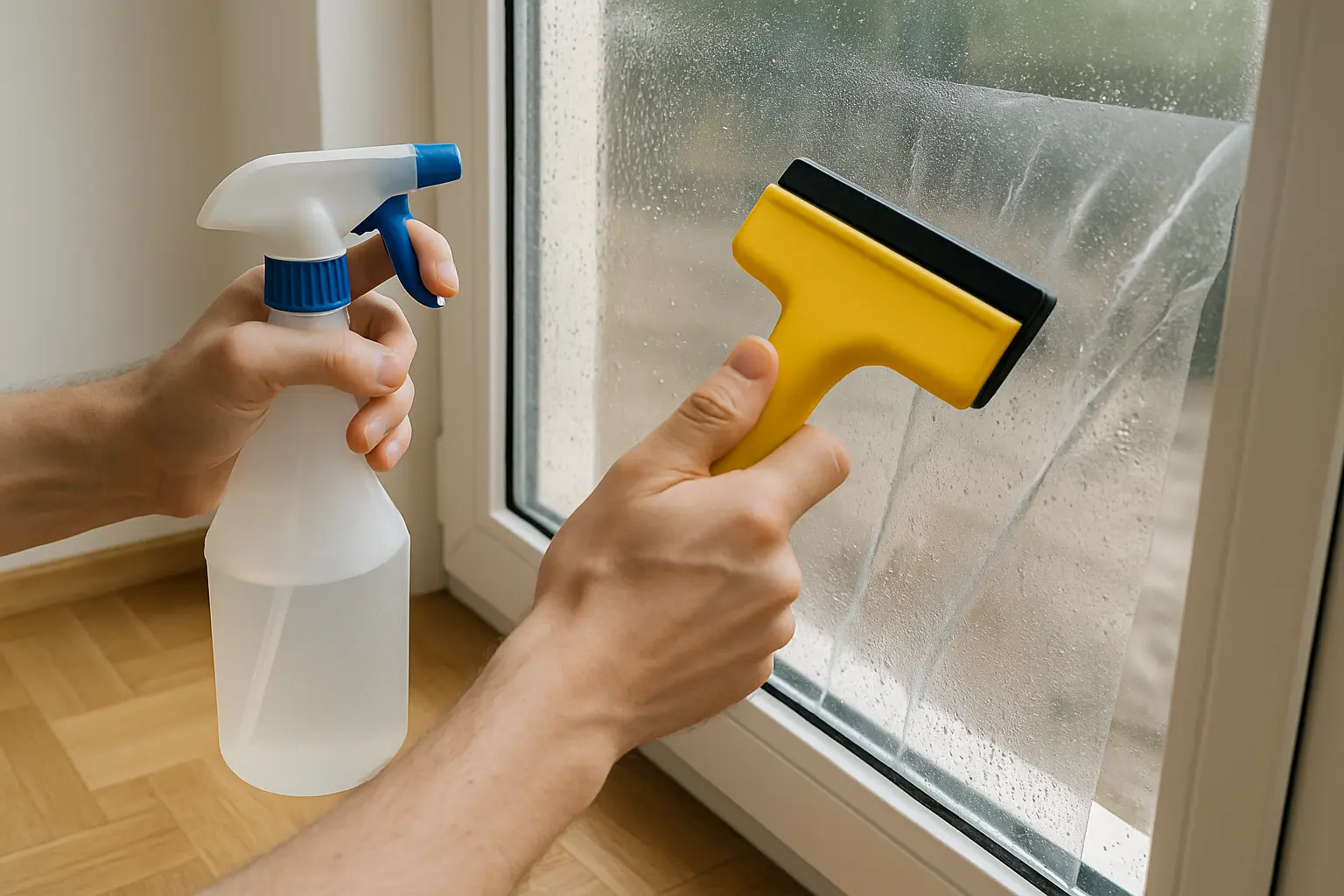 Fensterfolie gegen ausbleichen von Parkettboden – Bild 3