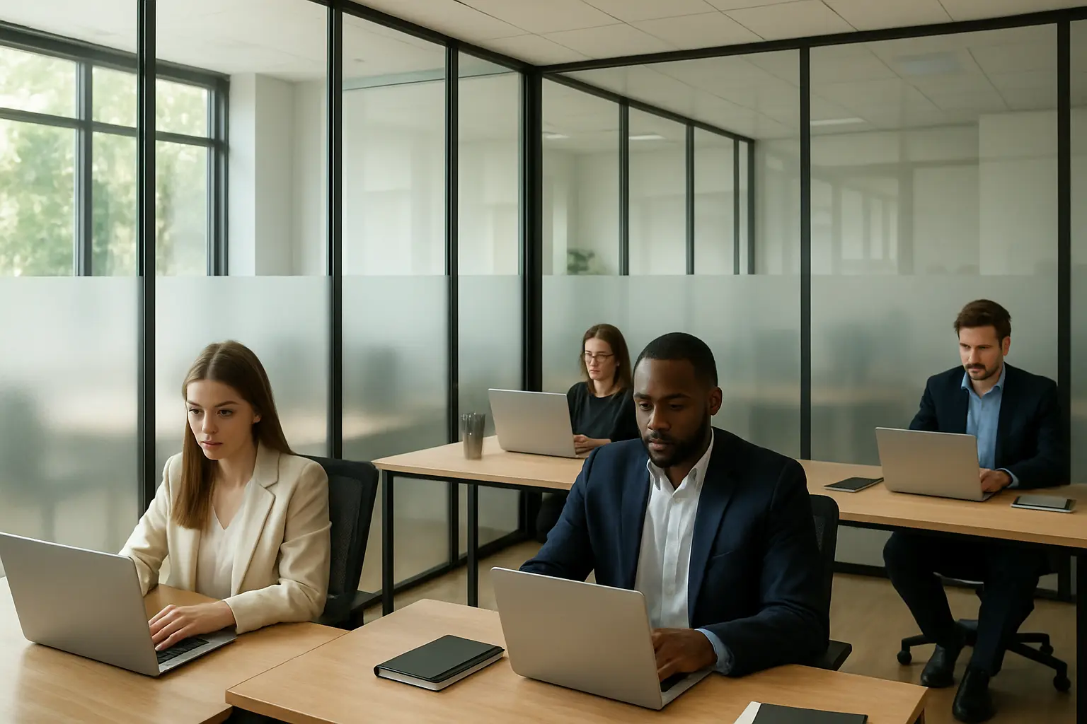 Welche Milchglasfolien kann ich nutzen damit mein Büroraum hell bleibt, aber Arbeitsplätze vor Neugierigen Blicken geschützt sind – Bild 2