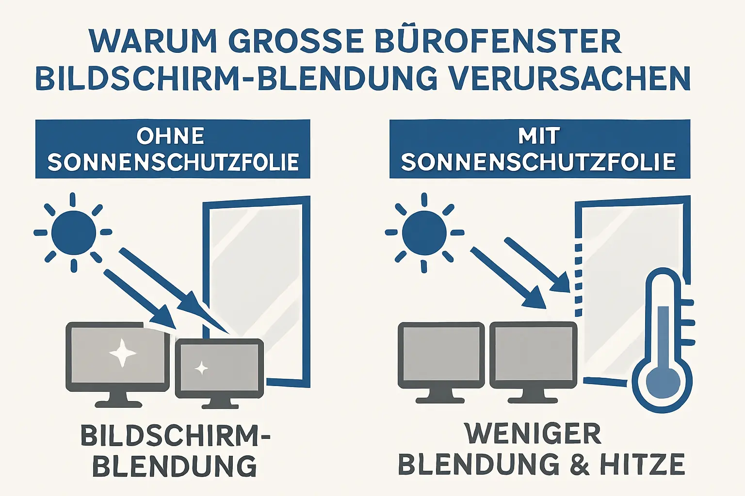 Welche Sonnenschutzfolien gibt es für große Bürofenster damit Monitore nicht mehr blenden – Bild 1