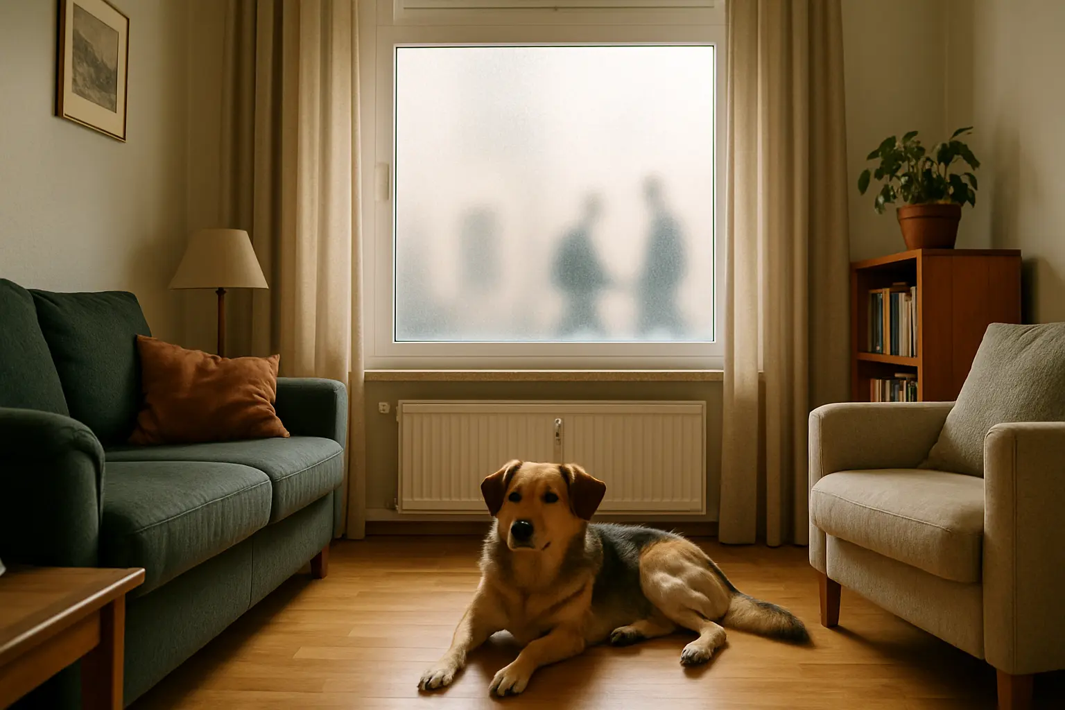Hund bellt wegen Sicht auf Gehweg durchs Fenster – Bild 1