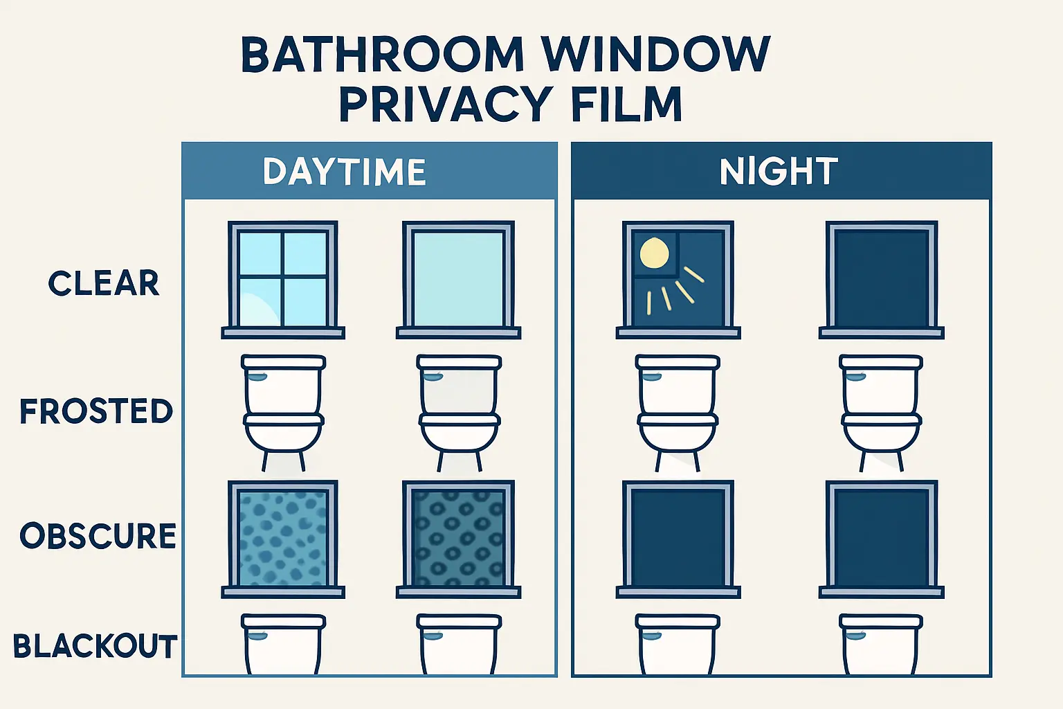 Welche Sichtschutzfolie ist für ein Badezimmerfenster ideal wenn ich auch bei Licht am Abend nicht gesehen werden möchte – Bild 1