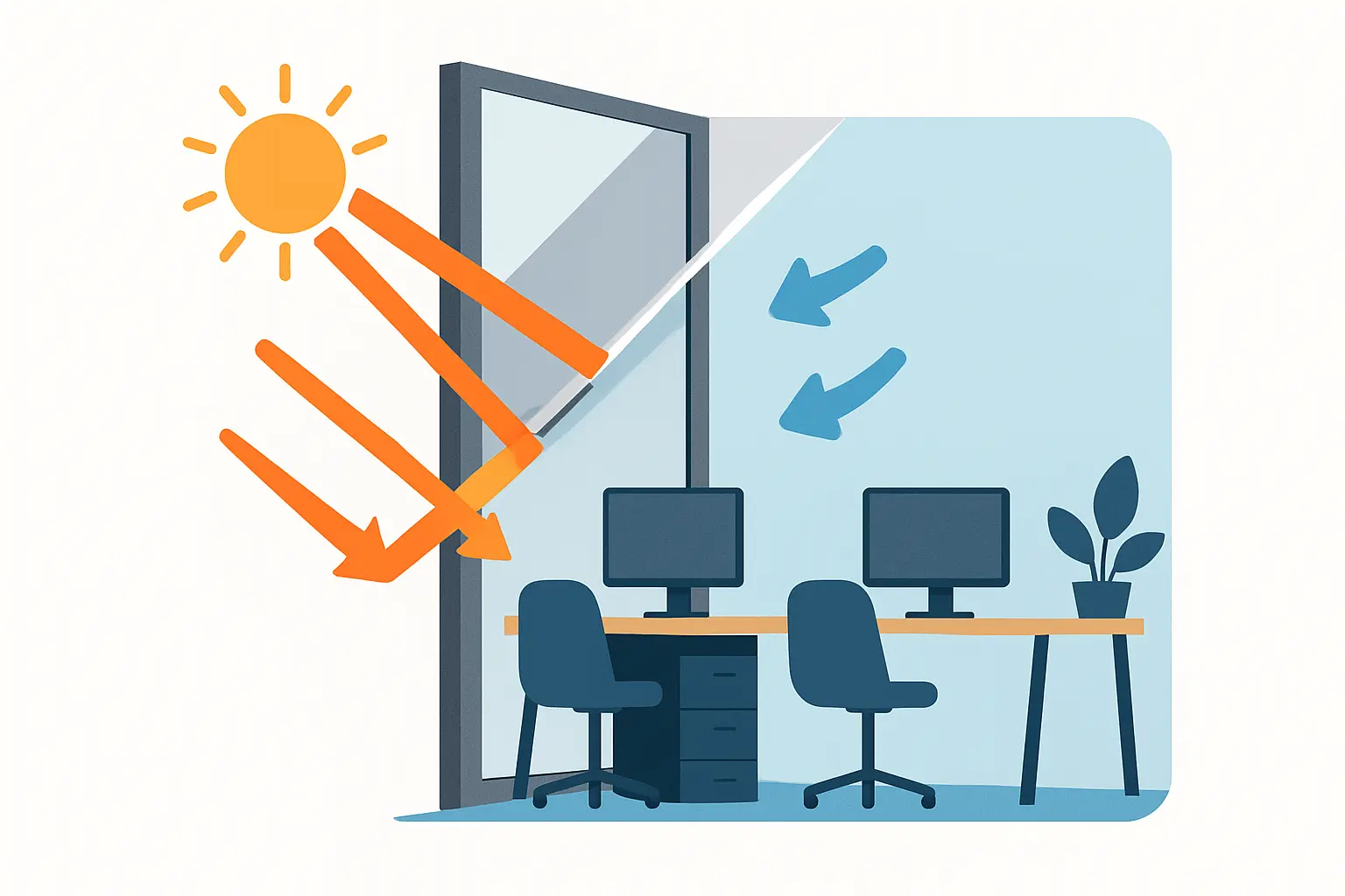 Verspiegelte Fensterfolie für Bürofenster – Bild 1