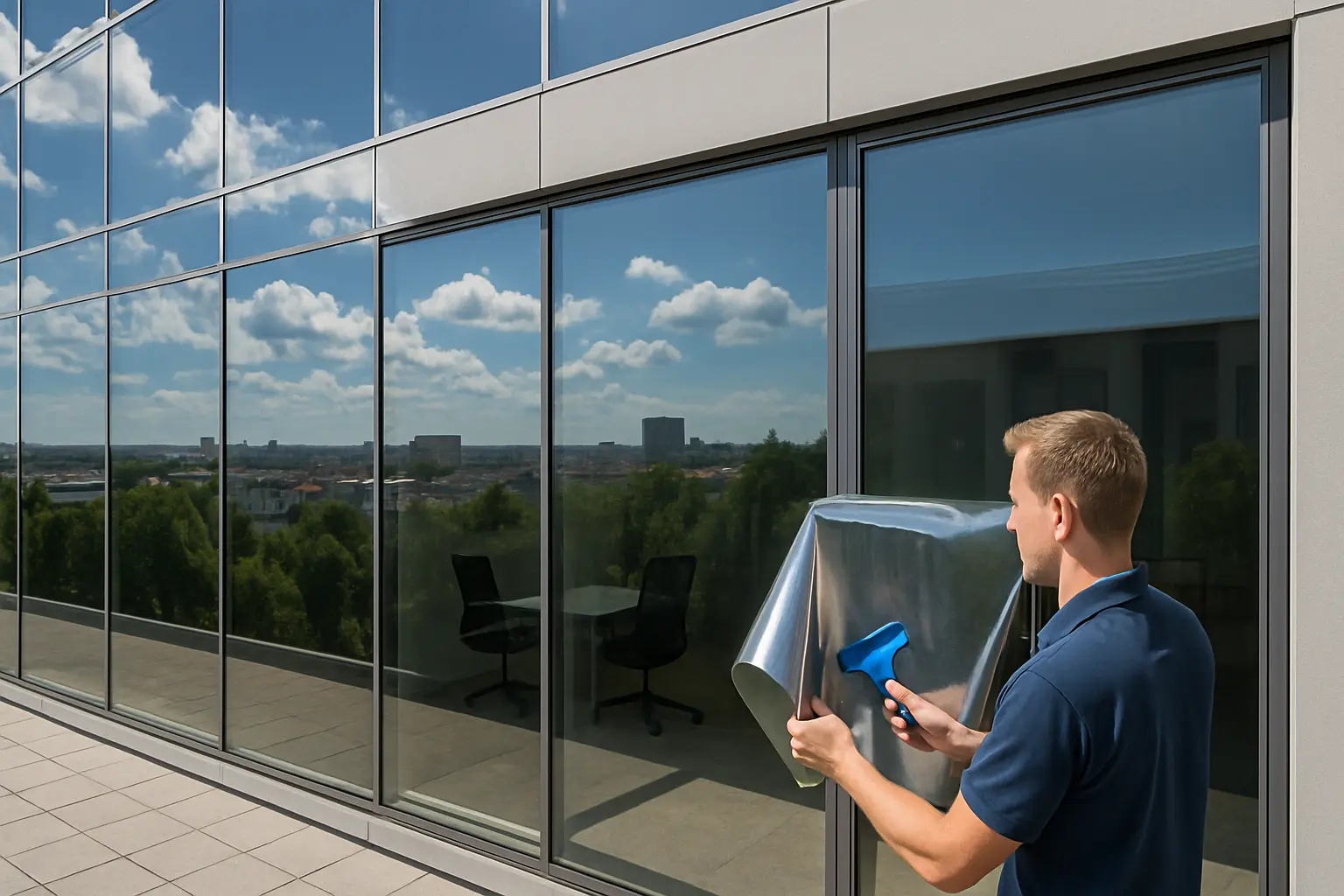 Verspiegelte Fensterfolie für Bürofenster – Bild 2