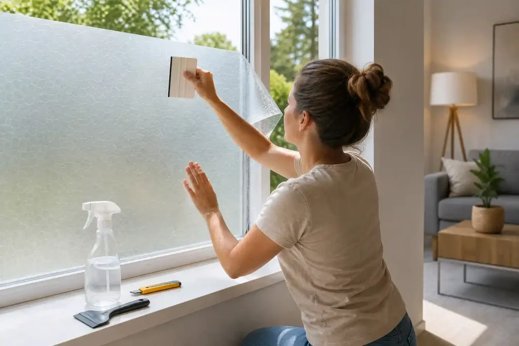 Wie klebt man selbstklebende Fensterfolie-Beitragsbild
