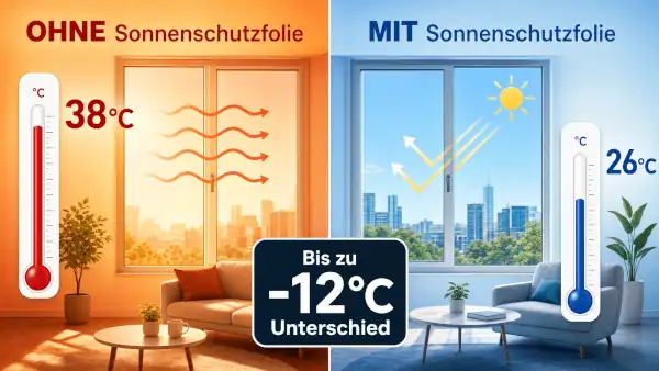 Sonnenschutzfolie im Test: bis zu 12 Grad kühler am Fenster