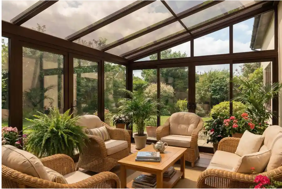 Sonnenschutzfolie im Wintergarten