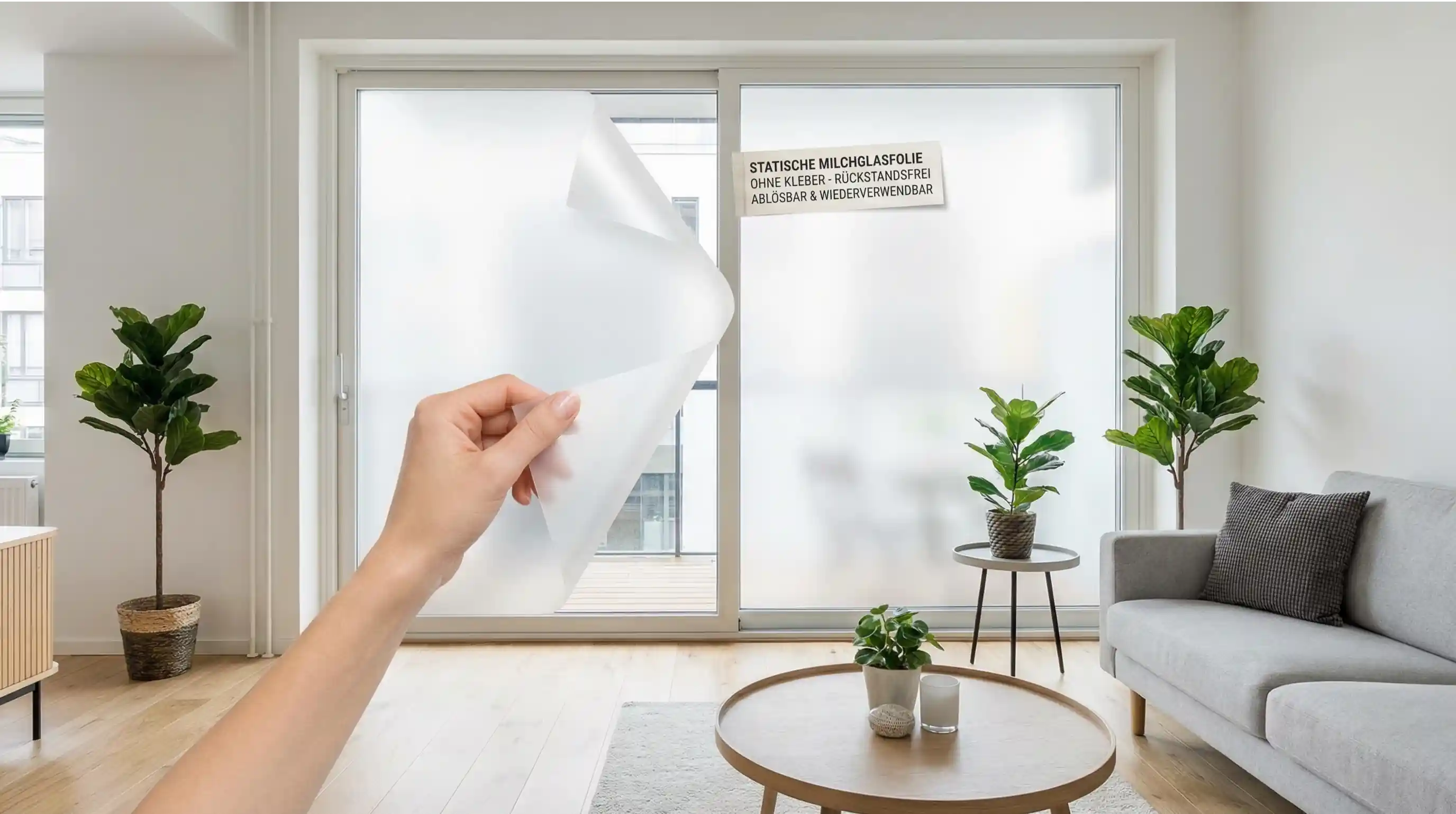 Milchglasfolie statisch – Sichtschutz ohne Kleber für Mietwohnungen