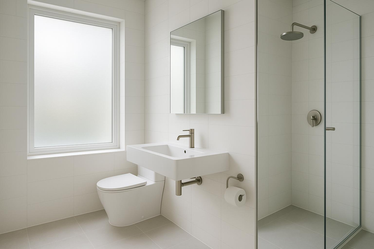 Milchglasfolie im Badezimmer - Sichtschutz für Fenster