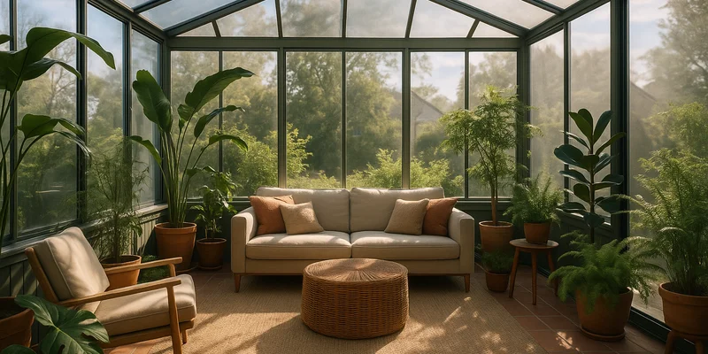 Wintergarten mit Sonnenschutzfolien