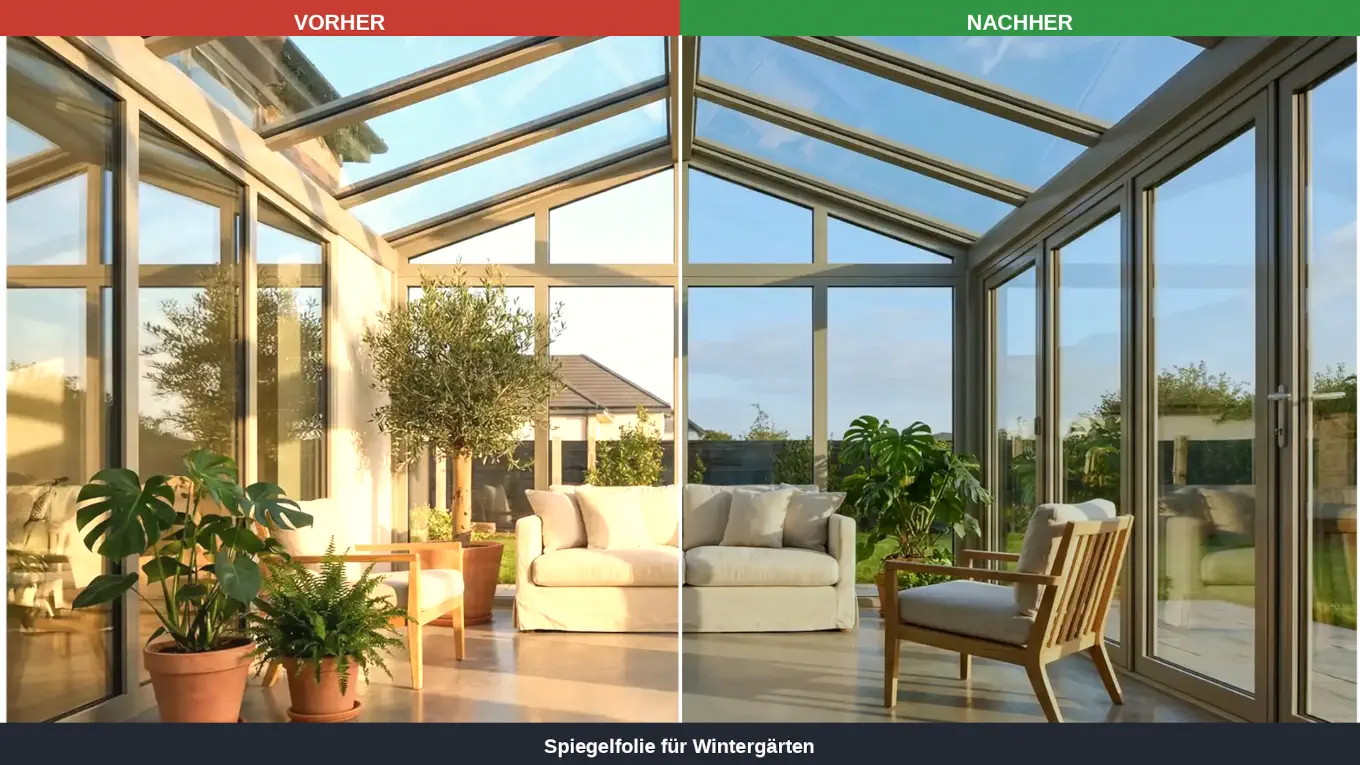 Spiegelfolie im Wintergarten - Hitzeschutz für Glasdächer